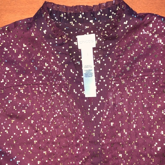 Chico's Tops - Chico’s size 1 sexy sheer sparkle button down blouse top